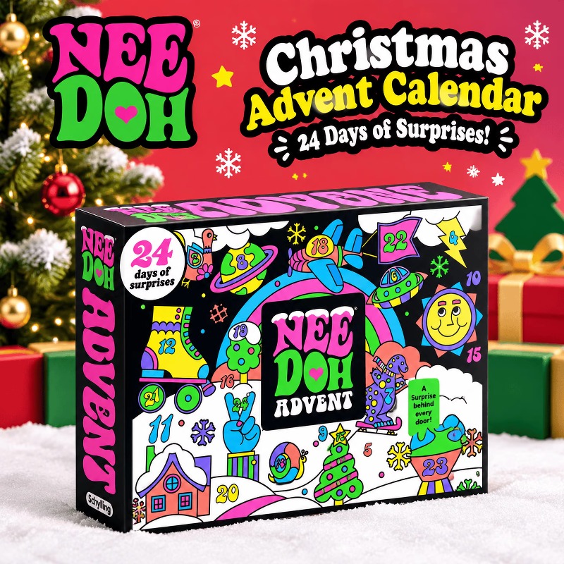 Kids Toys Xmas - Адвент-календарь NeeDoh 2026: 3D-кукла-антистресс из ПВХ,